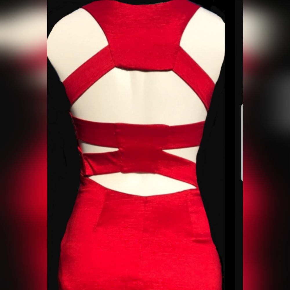 Red Ruched Dress - Picture 2 of 6